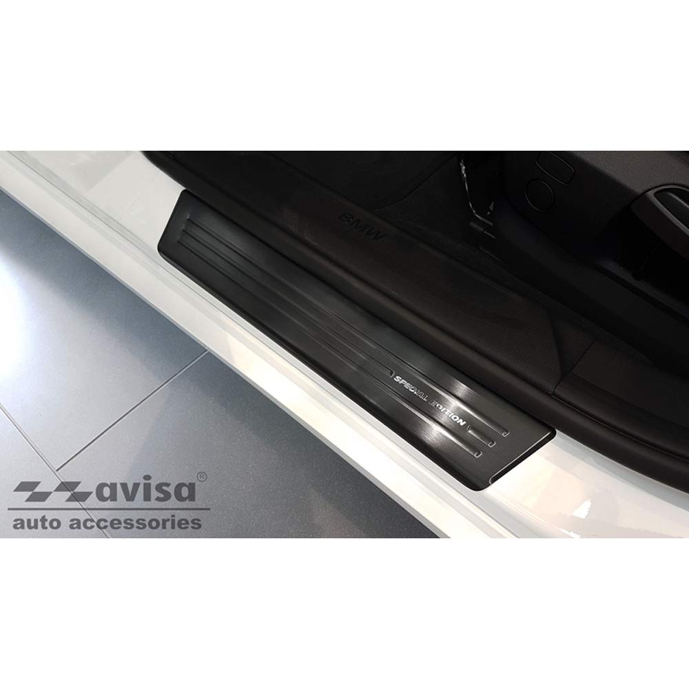 Avisa Black Stainless Steel Door sill Protectors Compatible with BMW 1-Series F40 HB 5-Doors 2019- 'Special Edition' - 4-Pieces von Avisa