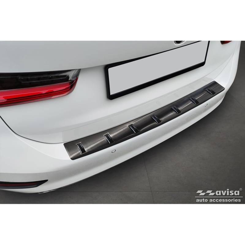 Avisa Schwarz Edelstahl Heckstoßstangenschutz kompatibel mit BMW 3er (G21) Touring 2019-2022 'Strong Edition' von Avisa