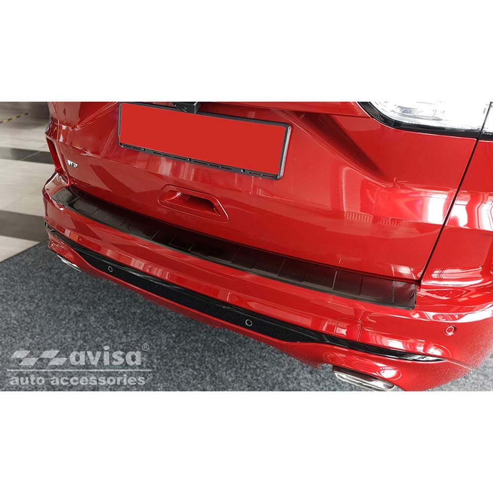 Avisa Schwarz Edelstahl Heckstoßstangenschutz kompatibel mit Ford Kuga III ST-Line/Vignale/Hybrid ST-Line 2019-2024 & FL 2024- 'Ribs' von Avisa