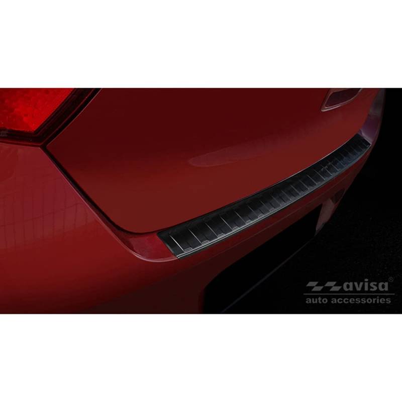 Avisa Schwarz Edelstahl Heckstoßstangenschutz kompatibel mit Hyundai i10 HB 5-türer 2019-2023 & FL 2023- 'Ribs' von Avisa