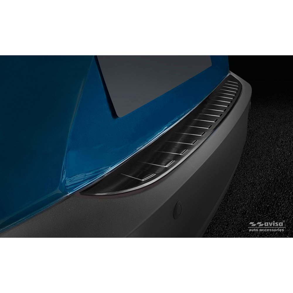 Avisa Schwarz Edelstahl Heckstoßstangenschutz kompatibel mit Mazda CX-3 2015- 'Ribs' von Avisa