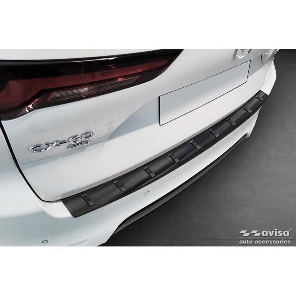 Avisa Schwarz Edelstahl Heckstoßstangenschutz kompatibel mit Mazda CX-60 (KH) 2022- 'Strong Edition' von Avisa