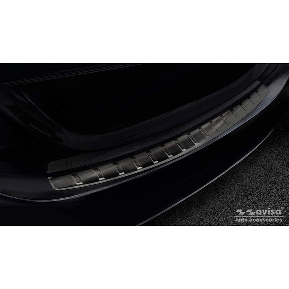 Avisa Schwarz Edelstahl Heckstoßstangenschutz kompatibel mit Mercedes C-Klasse W205 Limousine 2014-2019 & 2019-2021 'Ribs' von Avisa
