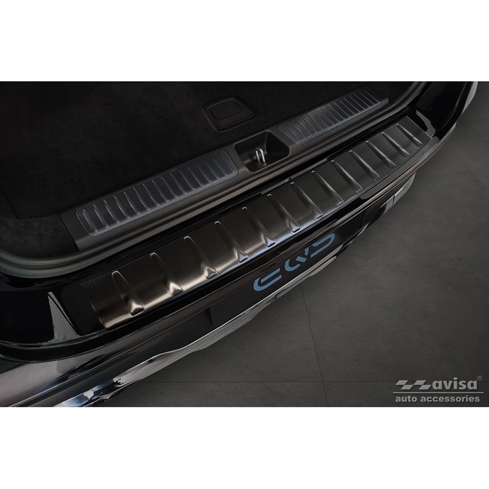 Avisa Schwarz Edelstahl Heckstoßstangenschutz kompatibel mit Mercedes EQS SUV (X296) 2022- 'Ribs' von Avisa