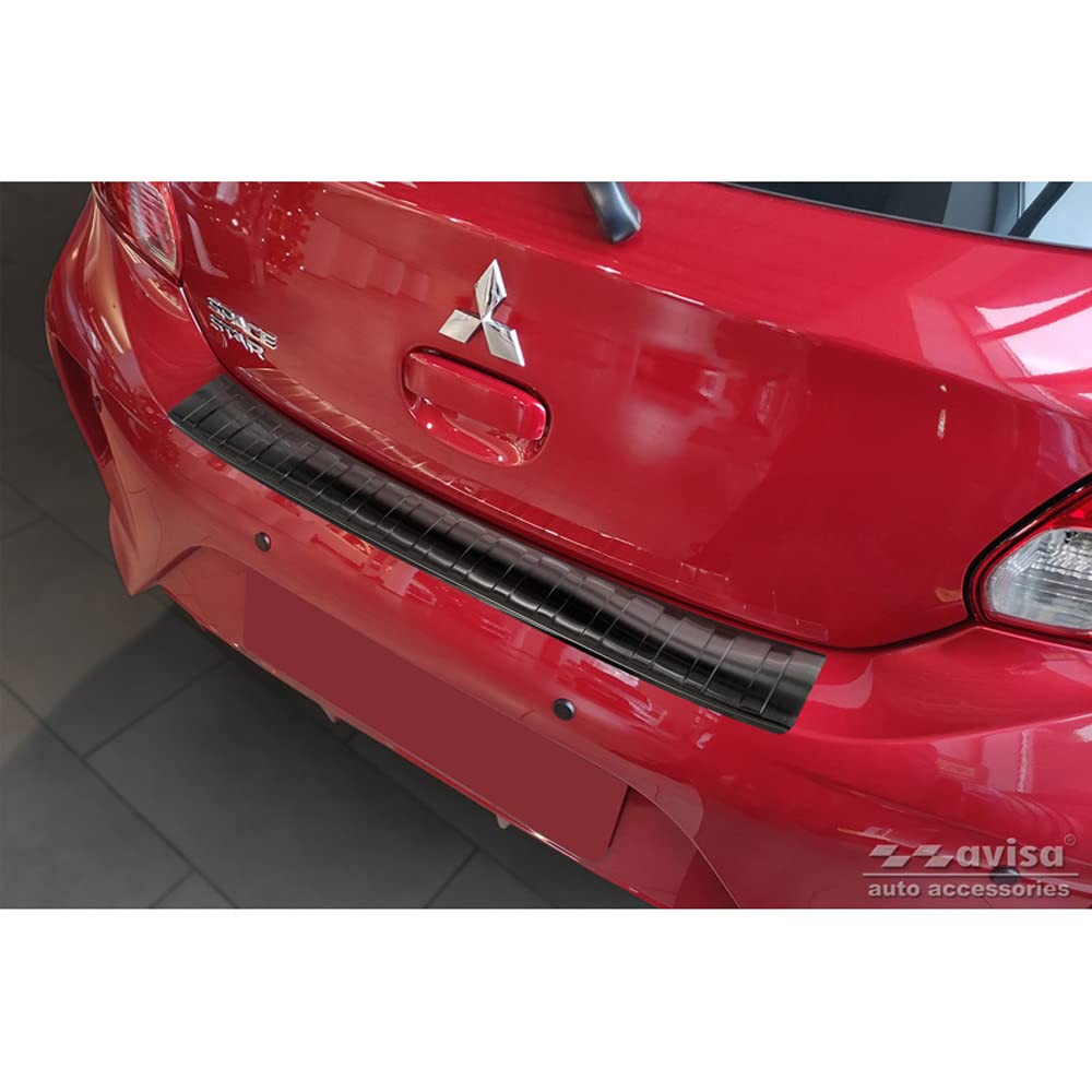 Avisa Schwarz Edelstahl Heckstoßstangenschutz kompatibel mit Mitsubishi Space Star Facelift 2020- 'Ribs' Avisa Schwarz Edelstahl Heckstoßstangenschutz kompatibel mit Mitsubishi Space Star Facelift 2020- 'Ribs' von Avisa
