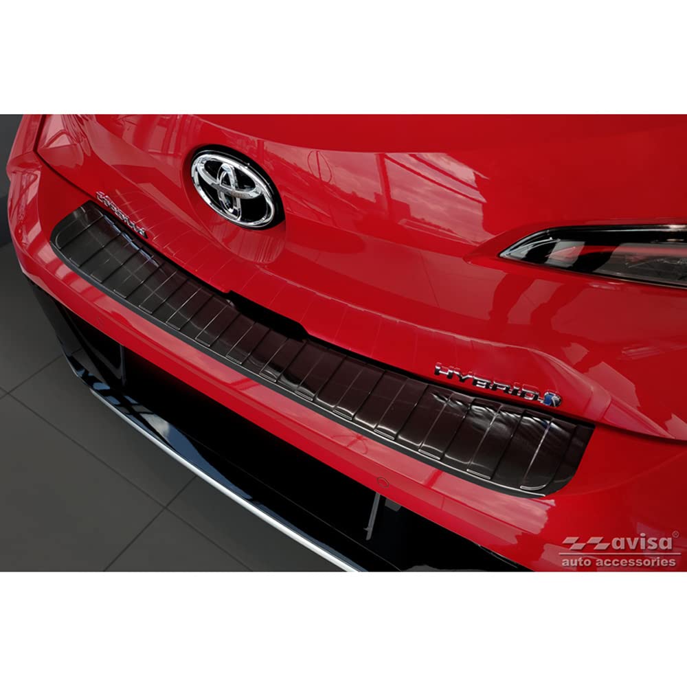 Avisa Schwarz Edelstahl Heckstoßstangenschutz kompatibel mit Toyota Corolla XII HB 2019- (inkl. GR-Sport) 'Ribs' von Avisa