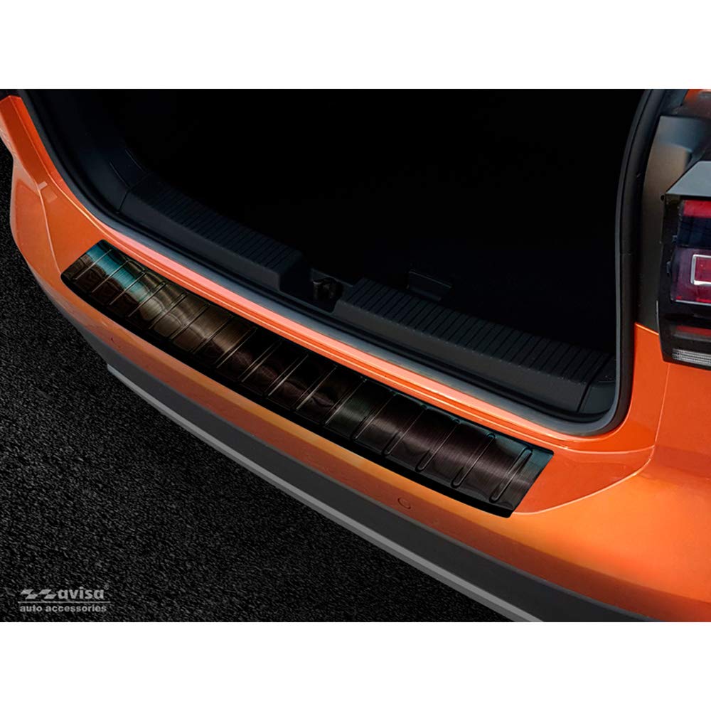 Avisa Schwarz Edelstahl Heckstoßstangenschutz kompatibel mit Volkswagen T-Cross 2019- 'Ribs' von Avisa