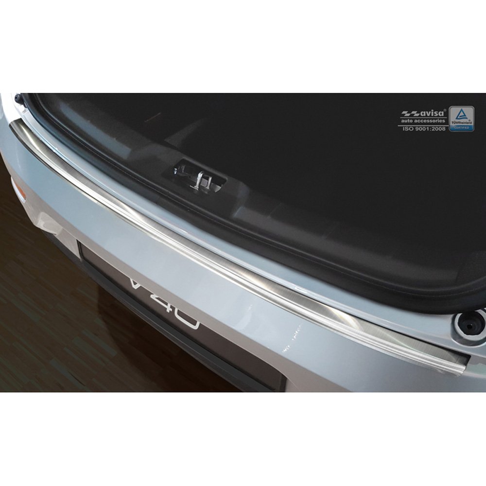 Avisa Spiegelschwarz Edelstahl Heckstoßstangenschutz kompatibel mit Volkswagen Transporter T6 2015-2019 & FL 2019-2020 & T6.1 2020-2022 (mit Heckklappe) 'Ribs' von Avisa