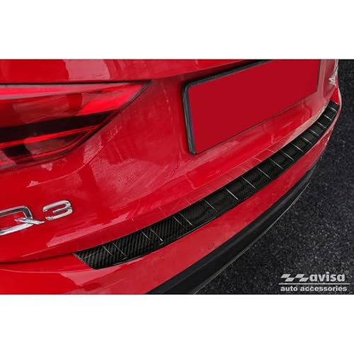 Avisa Echtes 3D Karbon Heckstoßstangenschutz kompatibel mit Audi Q3 Sportback 2019- 'Ribs' von Avisa