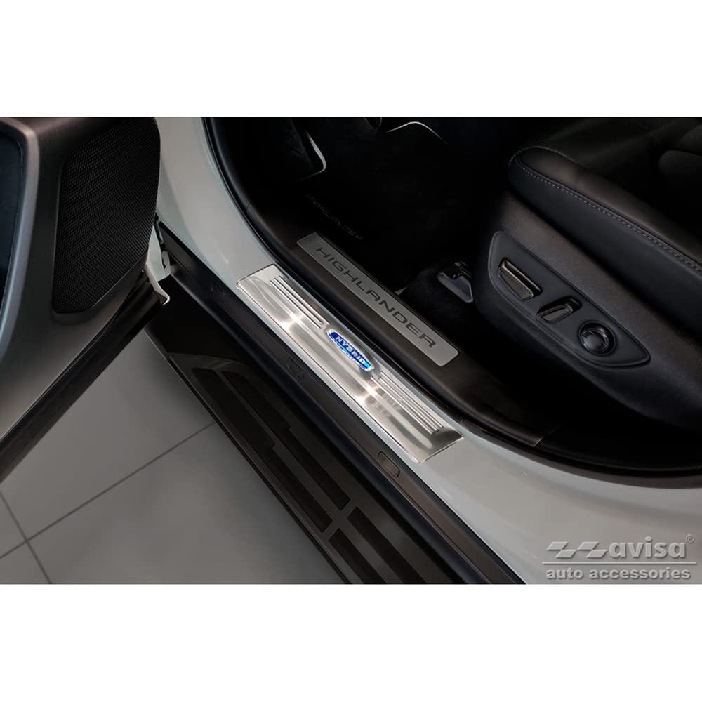 Inox door sill protectors compatible with Toyota Highlander XU70 2020- 'Hybrid' - 4-pieces von Avisa