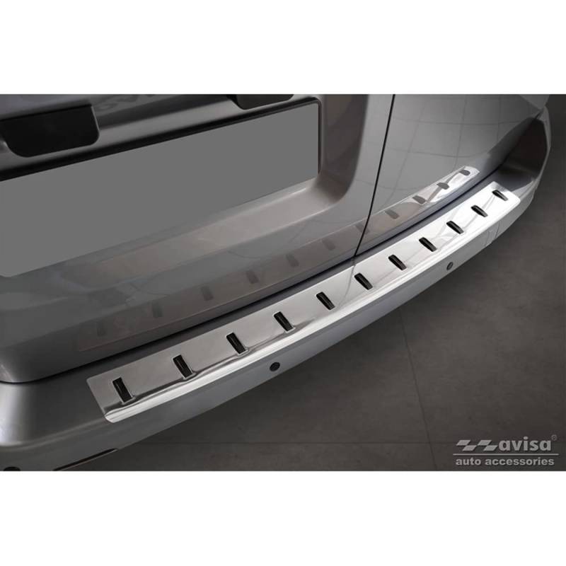 Edelstahl Heckstoßstangenschutz kompatibel mit Citroën Space Tourer & Jumpy 2016- / Peugeot Traveller & Expert 2016- / Toyota Proace Verso 2016- / Opel Vivaro & Zafira Life 2019- 'STRONG EDITION' von Avisa