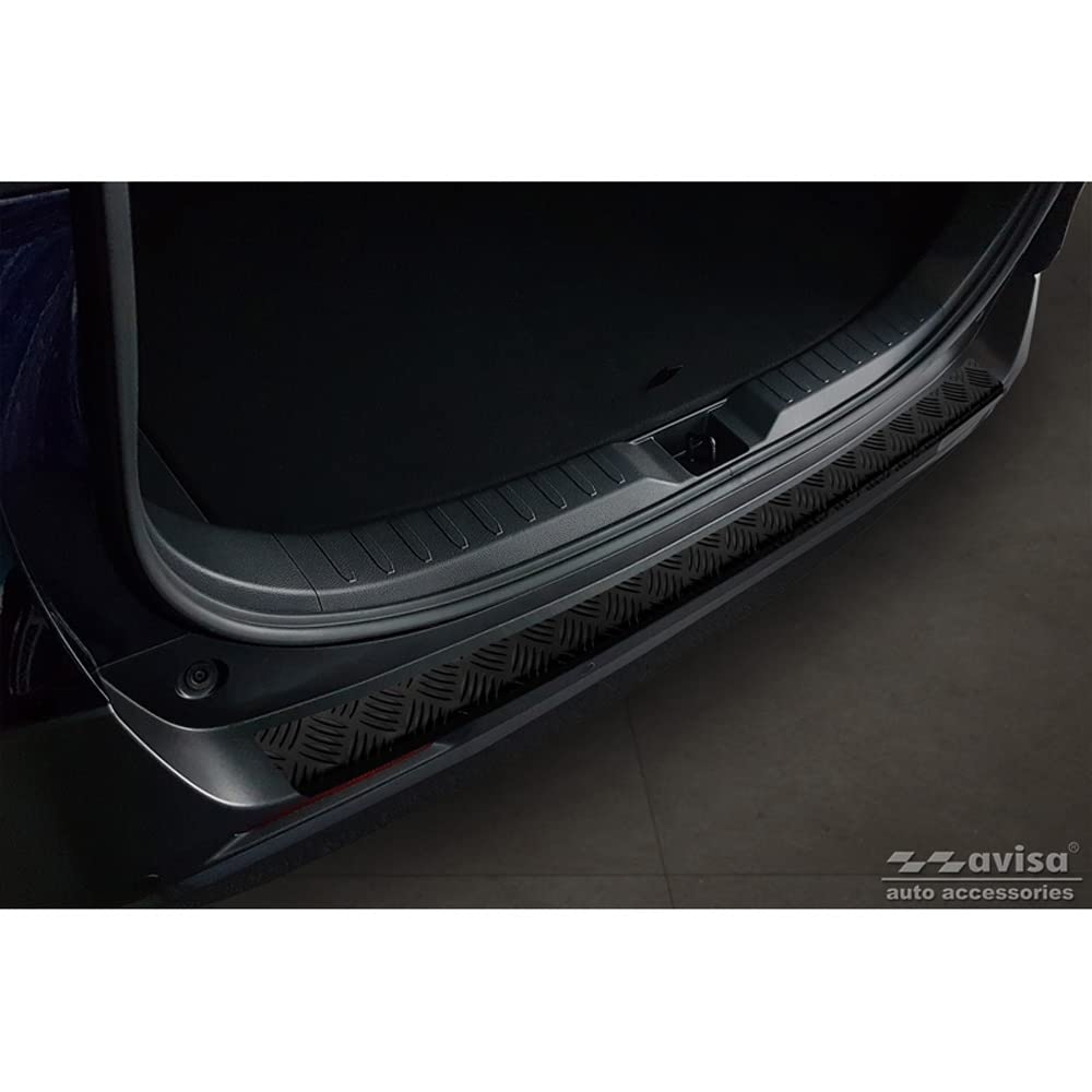 Matt-Schwarz Aluminium Heckstoßstangenschutz kompatibel mit Toyota RAV4 (5th Gen.) 2018- & Suzuki Across 2020- 'Riffled Plate' von Avisa