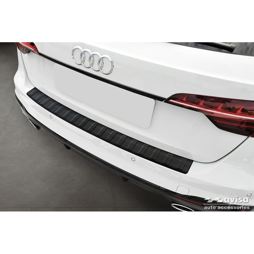 Matt-Schwarz Edelstahl Heckstoßstangenschutz kompatibel mit Audi A4 Avant S-Line 2015-2019 & Facelift 2019- 'Ribs', Mattschwarz Matt-Schwarz Edelstahl Heckstoßstangenschutz kompatibel mit Audi A4 Avant S-Line 2015-2019 & Facelift 2019- 'Ribs', Mattschwarz von Avisa