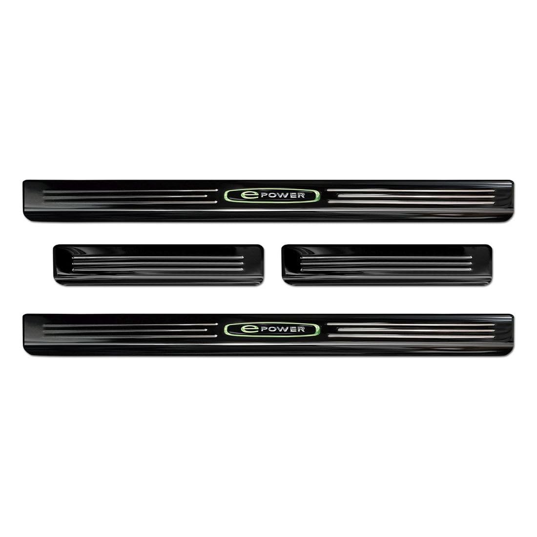 Black Inox door sill protectors compatible with Ford Mustang Mach-E 2020- 'E-Power' - 4-pieces von Avisa