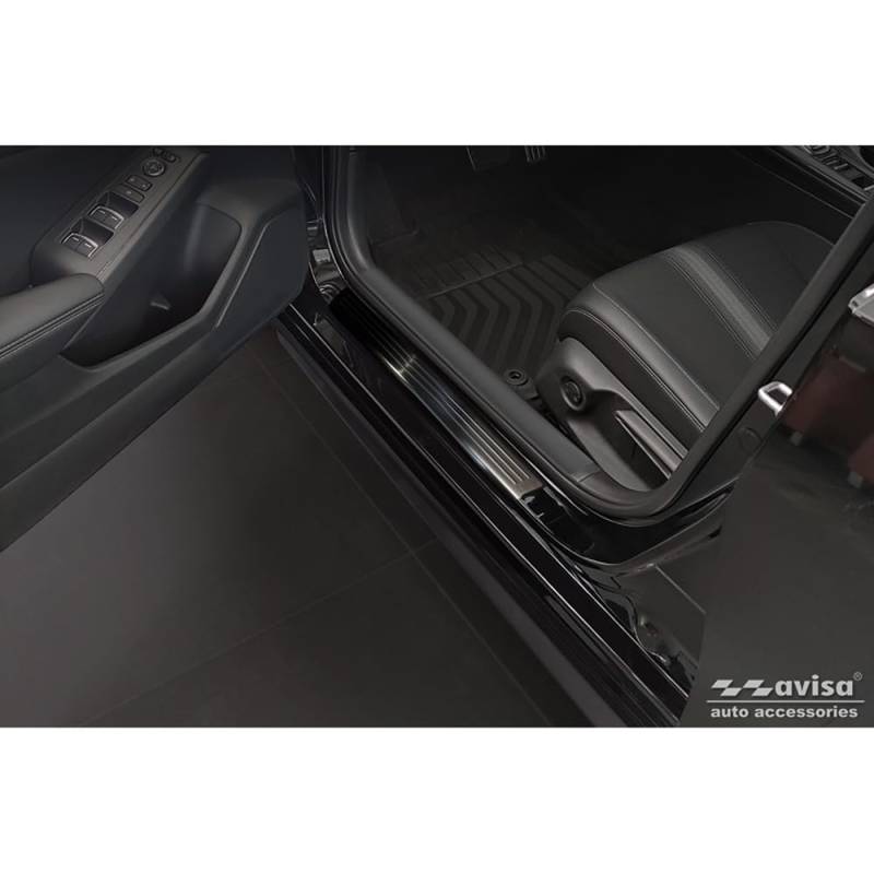 Schwarz Edelstahl Einstiegsleisten kompatibel mit Honda Civic XI 2022- 'Lines' - 4-teilig von Avisa