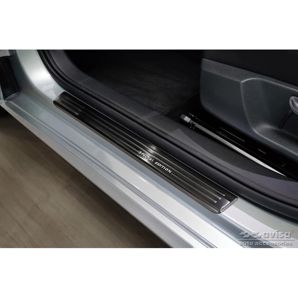 Schwarz Edelstahl Einstiegsleisten kompatibel mit Skoda Fabia IV Hatchback 2021- 'Special Edition' - 4-teilig von Avisa