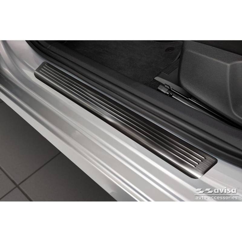 Avisa Schwarz Edelstahl Einstiegsleisten kompatibel mit Skoda Octavia IV Limousine/Kombi 2020-2024 & FL 2024- 'Lines' - 4-teilig von Avisa