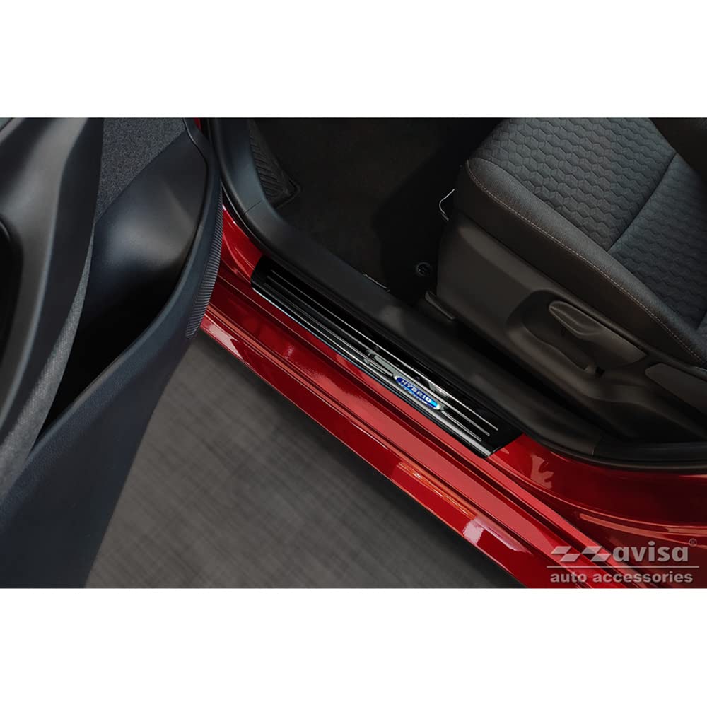 Schwarz Edelstahl Einstiegsleisten kompatibel mit Toyota Yaris IV Hatchback 2020- 'Hybrid' - 4-teilig von Avisa