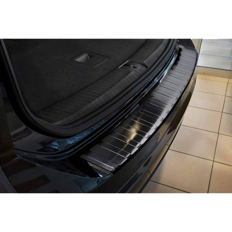 Schwarz Edelstahl Heckstoßstangenschutz kompatibel mit Volkswagen Touran III 2015- inkl. R-Line 'Ribs' von Avisa