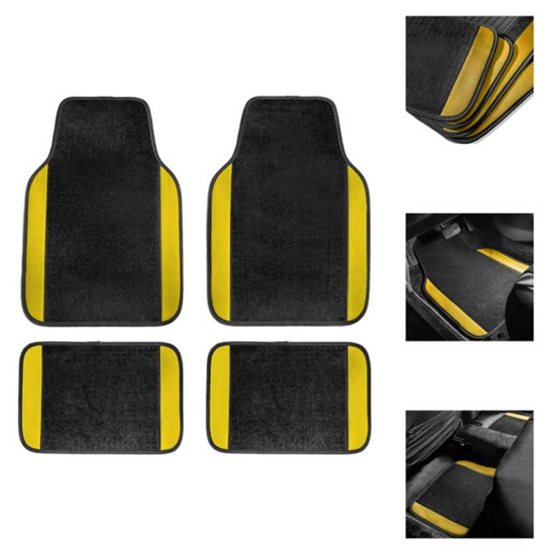 Auto FußMatten für Mini Cooper Cooper Clubman Cooper Countryman Cooper Paceman Universal Plüsch Fussmatten Wasserdicht rutschfest Allwetterschutz Automatten Auto-Innenraum Schwarz Gelb von Awotzon