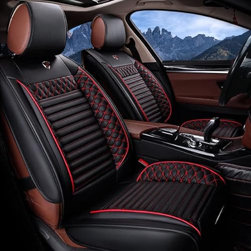 Auto Sitzbezüge für A3, Leder Autositzbezüge Schutz zum Vorderseite & Rückseite Automatten 5-Sitze Schwarz Rot von Awotzon