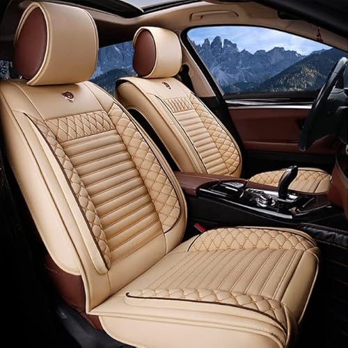 Auto Sitzbezüge für S40 S60 S70 S80 S90, Leder Autositzbezüge Schutz zum Vorderseite & Rückseite Automatten 5-Sitze Beige von Awotzon