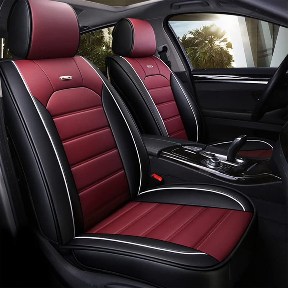 Awotzon Auto Sitzbezug vorne Zwei Sitz geeignet für VW Golf E-Golf Autositzbezug PU Leder Wasserdicht Langlebig Allwettertauglich(Schwarz Rot) von Awotzon