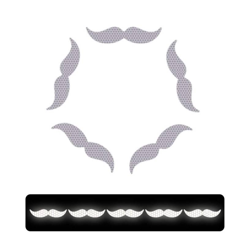 Reflektierende Aufkleber Reflector Decal Tape Bart Schnurrbart für Fahrräder Radfahren Motorrad Rucksack Kleidung DIY Auto Aufkleber von Awotzon