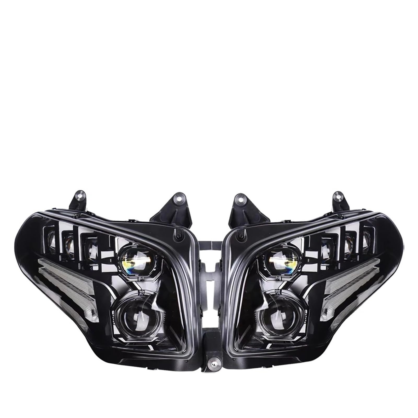 Awqmx Motorrad scheinwerfer Für Goldwing Für GL1800 2002-2017 Scheinwerfer Montage 120W Motorrad Scheinwerfer Mit DRL Lampe Moto Nebel Lampe Frontscheinwerfer(Black headlight) von Awqmx