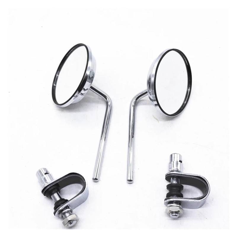 Motorrad Rückspiegel Motorrad-Rückspiegel Edelstahlspiegel Klassisch Retro Vintage Rund Rückspiegel Universell, 22–25 Mm Konvexer Clip Motorrad Spiegel(Chrome) von Awqmx