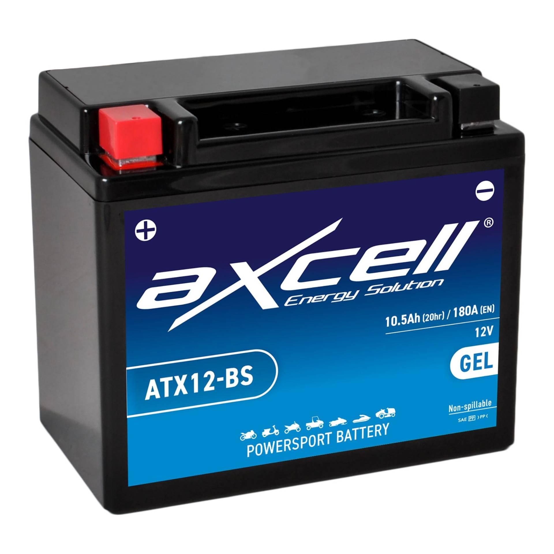 AXCELL Batterie 12V YTX12-BS GEL 51012 passend für Vespa GTS 300 ABS MD31 2020-2023 von Axcell