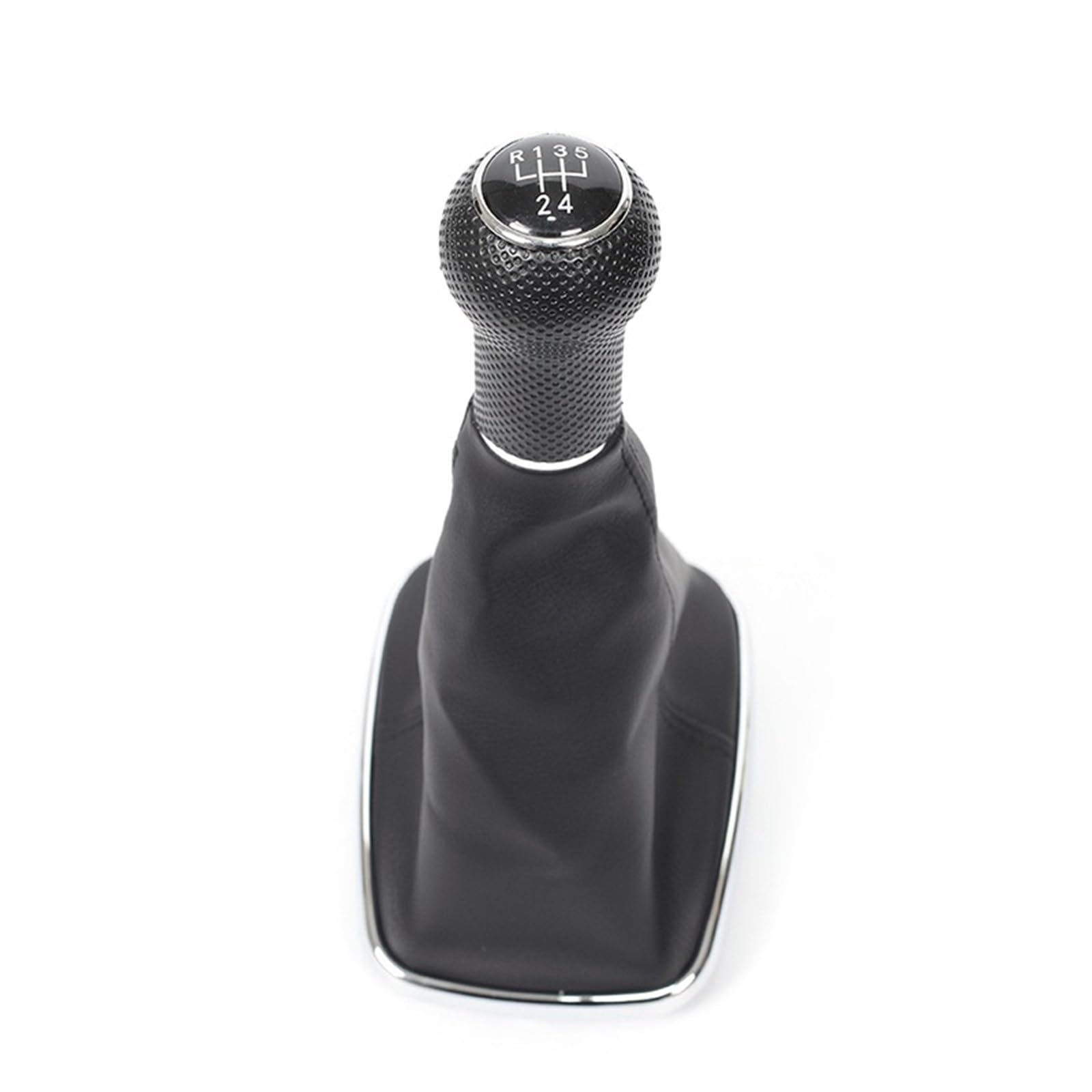 Auto Schaltknauf Für 1998-2004 Für Golf 4 IV MK4 Für GTI R32 Für Bora Für Jetta MT 5 6-Gang-Schaltknauf Schalthebelmanschette PU-Leder Schaltknauf Automatik(Black Silver 5-Speed) von Axexnejv
