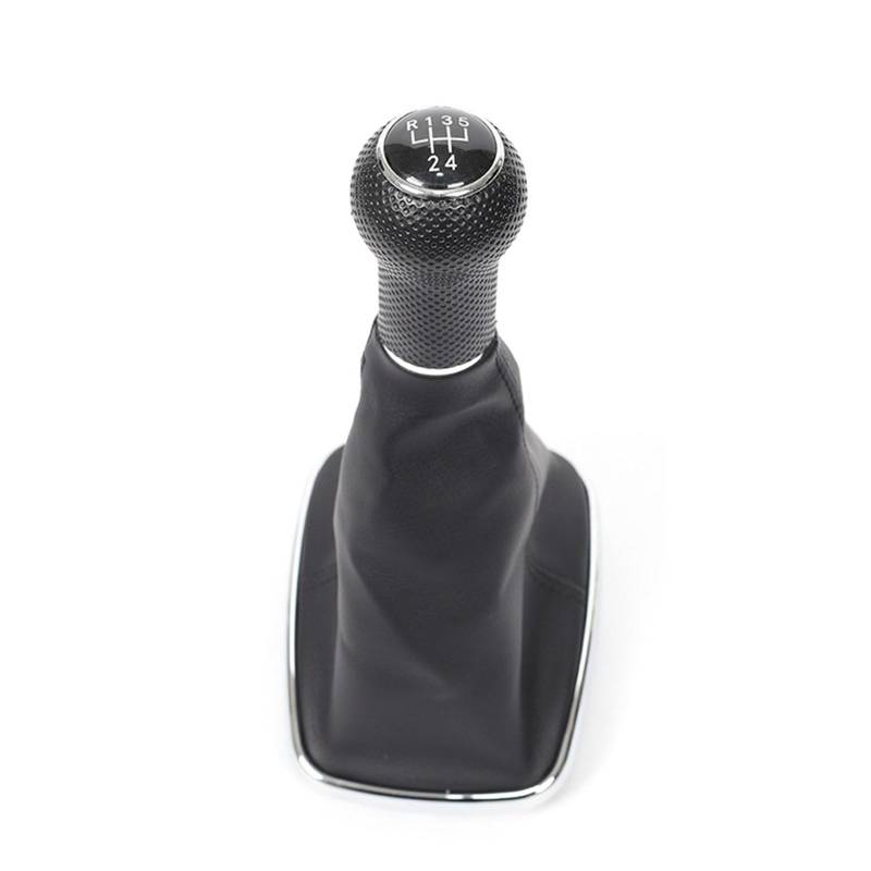 Auto Schaltknauf Für 1998-2004 Für Golf 4 IV MK4 Für GTI R32 Für Bora Für Jetta MT 5 6-Gang-Schaltknauf Schalthebelmanschette PU-Leder Schaltknauf Automatik(Black Silver 5-Speed) von Axexnejv