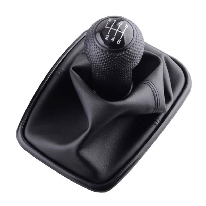 Auto Schaltknauf Für 2003-2008 Für Golf 4 IV MK4 Für GTI R32 Für Bora Für Jetta MT 5 6-Gang-Schaltknauf Schalthebel Gaitor Boot PU-Leder Schaltknauf Automatik(6 Speed Black) von Axexnejv