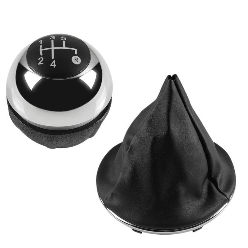 Auto Schaltknauf Für FIAT 500 500C 2007 2008 2009 2010 2011 2012 2013 2014 2015 2016 2017 2018 Auto Schaltknauf Kopf Gamasche Boot Abdeckung Fall Schaltknauf Automatik(2piece Chrome 5speed) von Axexnejv