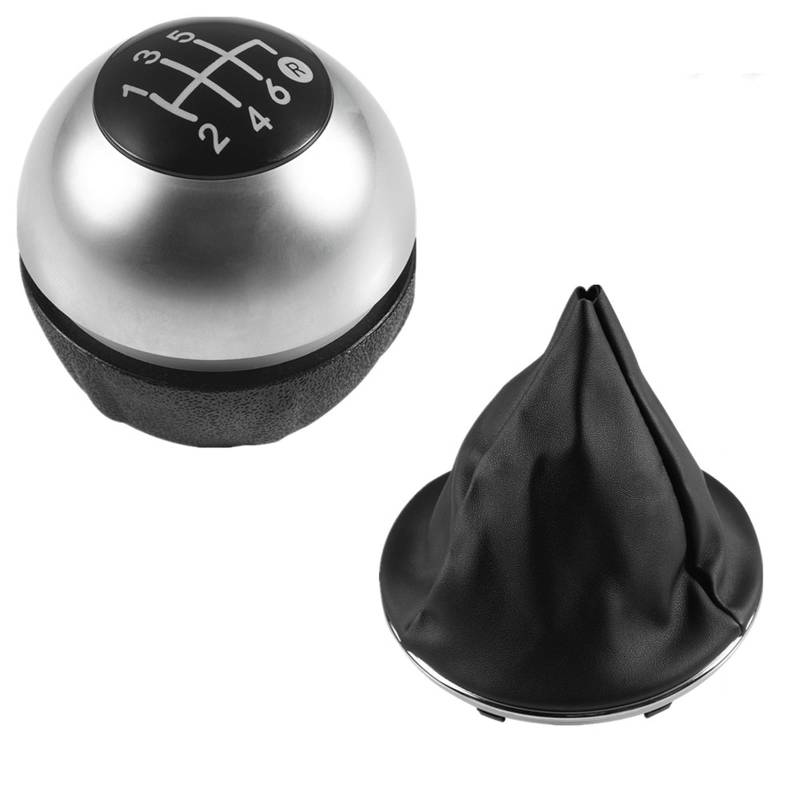 Auto Schaltknauf Für FIAT 500 500C 2007 2008 2009 2010 2011 2012 2013 2014 2015 2016 2017 2018 Auto Schaltknauf Kopf Gamasche Boot Abdeckung Fall Schaltknauf Automatik(2piece Silver 6speed) von Axexnejv