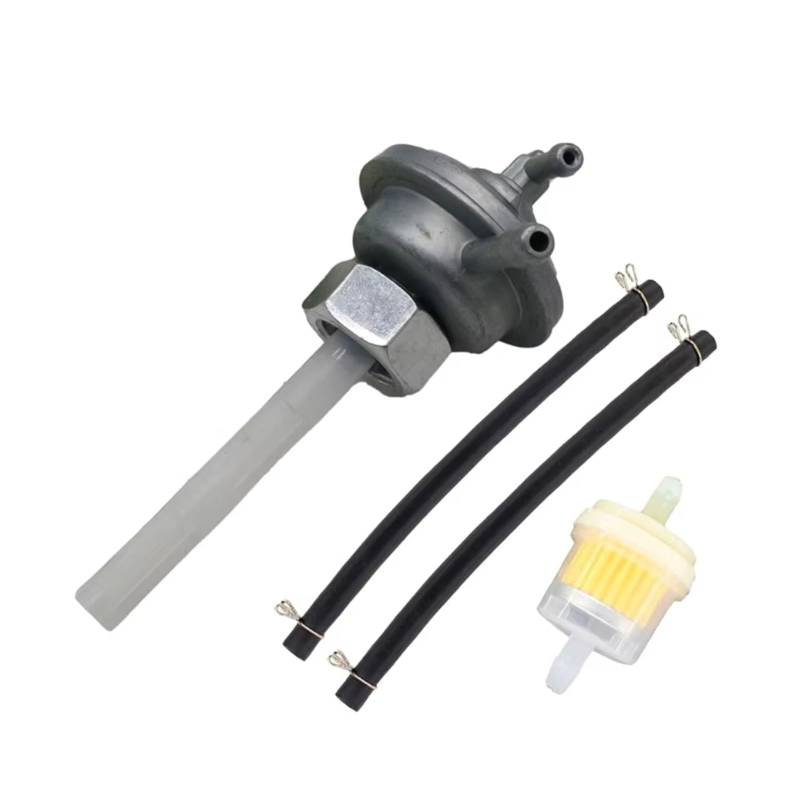 Benzinhahn Schalter Für GY6 50cc 150cc Kraftstoffpumpe Vakuum-Benzinhahn Mit 50mm Weißem Rohr Ersatz Motorradzubehör Motorrad Kraftstoffpumpe von Axexnejv