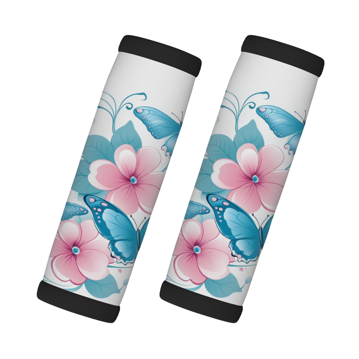 Neopren-Gepäckgriffwickel, Aquarell-Schmetterlings-Blume, Koffergriff-Handschuhe, Gepäckmarker zur einfachen Identifizierung, 2 Stück Neopren-Gepäckgriffwickel, Aquarell-Schmetterlings-Blume, Koffergriff-Handschuhe, Gepäckmarker zur einfachen Identifizierung, 2 Stück von Axurera
