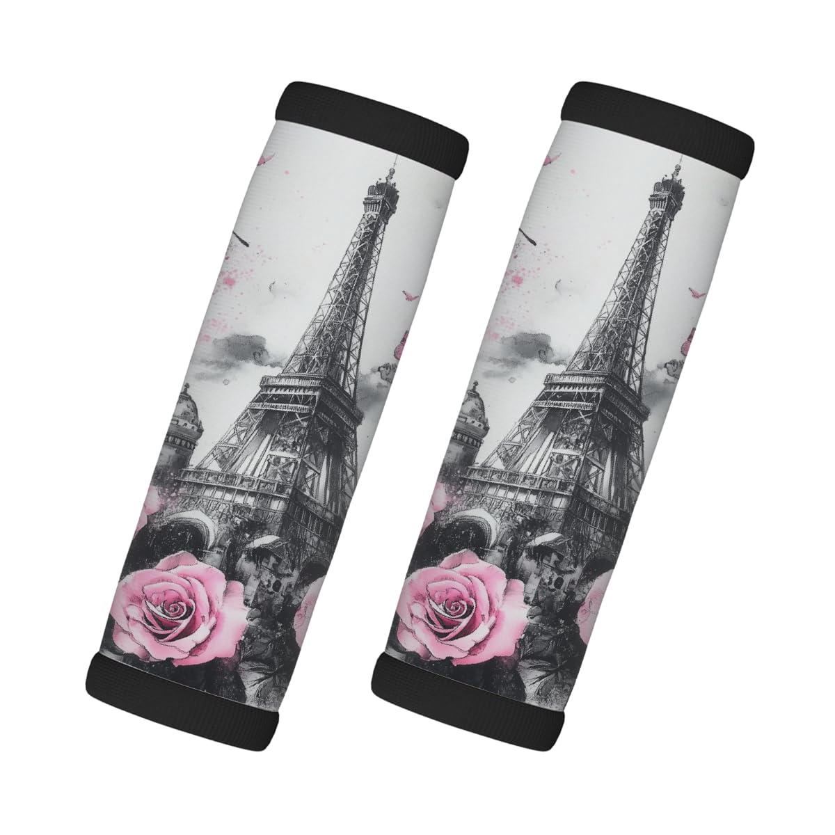 Neopren-Gepäckgriffwickel, Eiffel-Schmetterling, Rose, dunkelrosa, Koffergriff-Handschuhe, Gepäckmarkierer zur einfachen Identifizierung, 2 Stück Neopren-Gepäckgriffwickel, Eiffel-Schmetterling, Rose, dunkelrosa, Koffergriff-Handschuhe, Gepäckmarkierer zur einfachen Identifizierung, 2 Stück von Axurera