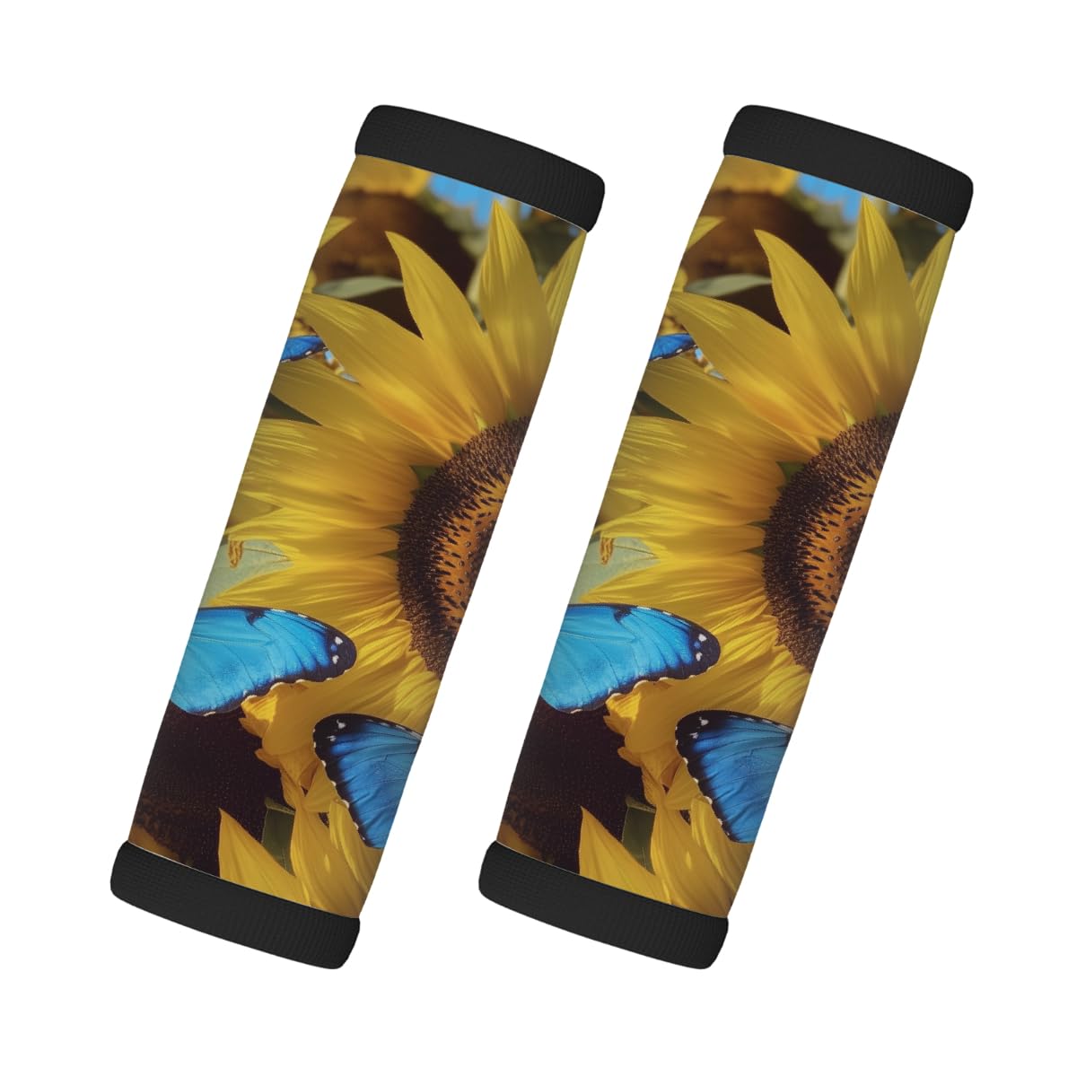 Neopren-Gepäckgriffwickel, Sonnenblumen-Blau, Schmetterlings-Koffergriff-Handschuhe, Gepäckmarkierer zur einfachen Identifizierung, 2 Stück Neopren-Gepäckgriffwickel, Sonnenblumen-Blau, Schmetterlings-Koffergriff-Handschuhe, Gepäckmarkierer zur einfachen Identifizierung, 2 Stück von Axurera