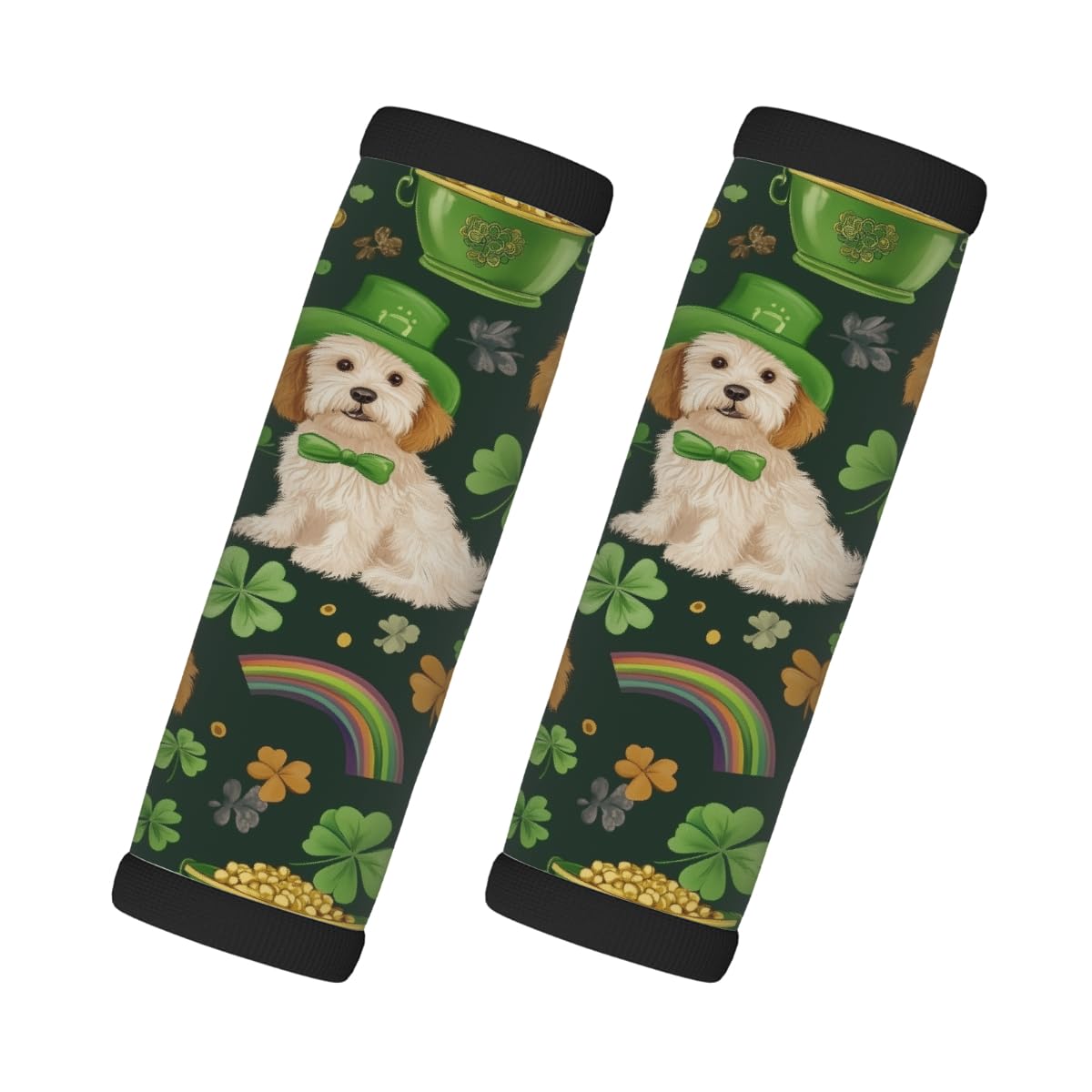 Neopren-Gepäckgriffwickel, St. Patrick's Day Hund, Regenbogen-Gold, Koffergriff-Handschuhe, Gepäckmarkierer zur einfachen Identifizierung, 2 Stück Neopren-Gepäckgriffwickel, St. Patrick's Day Hund, Regenbogen-Gold, Koffergriff-Handschuhe, Gepäckmarkierer zur einfachen Identifizierung, 2 Stück von Axurera