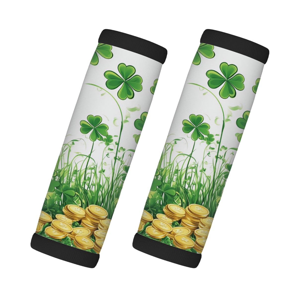 Neopren-Gepäckgriffwickel, St. Patrick's Day Kleeblatt, goldfarbene Koffergriff-Handschuhe, Gepäckmarkierer zur einfachen Identifizierung, 2 Stück Neopren-Gepäckgriffwickel, St. Patrick's Day Kleeblatt, goldfarbene Koffergriff-Handschuhe, Gepäckmarkierer zur einfachen Identifizierung, 2 Stück von Axurera