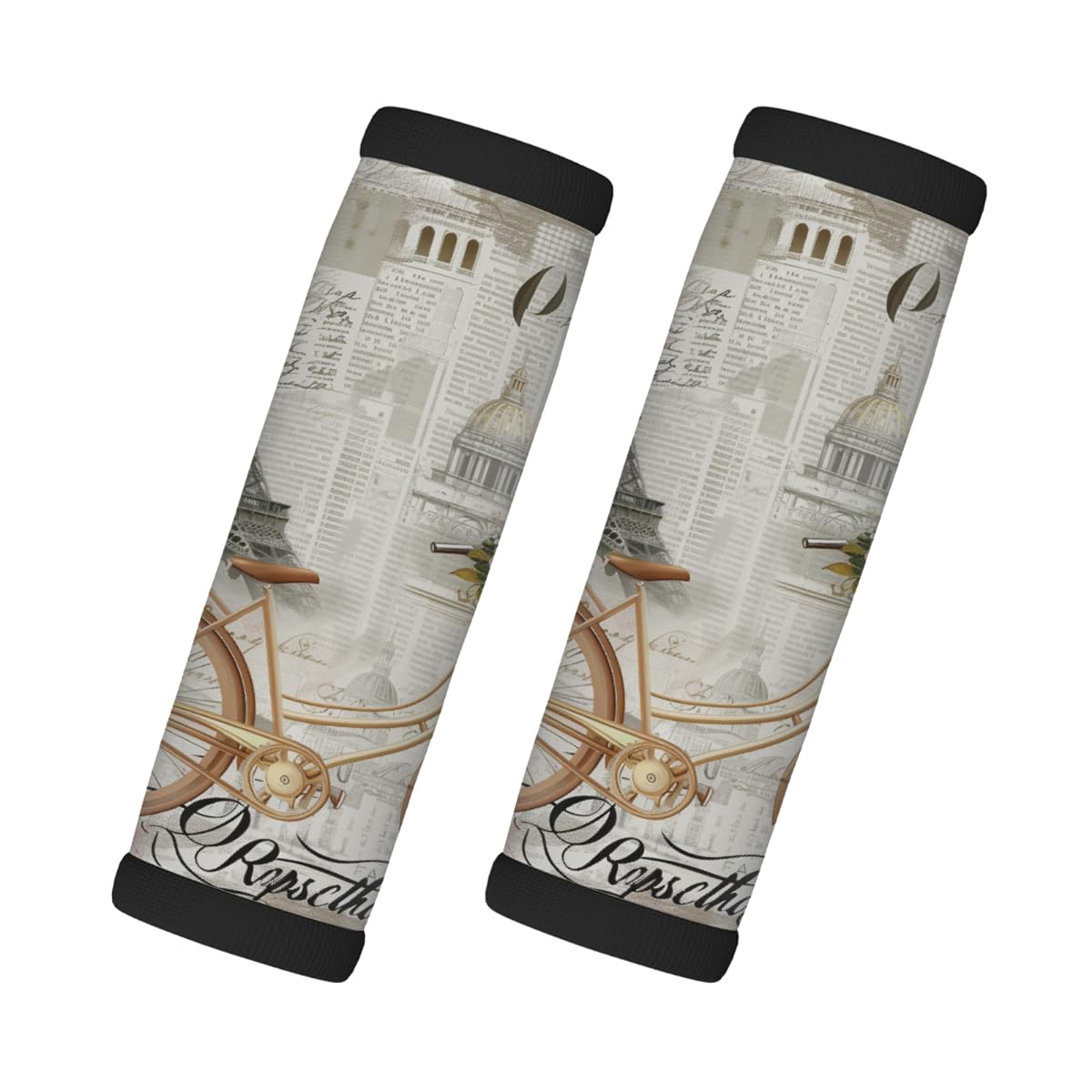 Neopren-Gepäckgriffwickel, Zeitung, Eiffelfahrrad, Rose, Koffergriff-Handschuhe, Gepäckmarkierer zur einfachen Identifizierung, 2 Stück Neopren-Gepäckgriffwickel, Zeitung, Eiffelfahrrad, Rose, Koffergriff-Handschuhe, Gepäckmarkierer zur einfachen Identifizierung, 2 Stück von Axurera