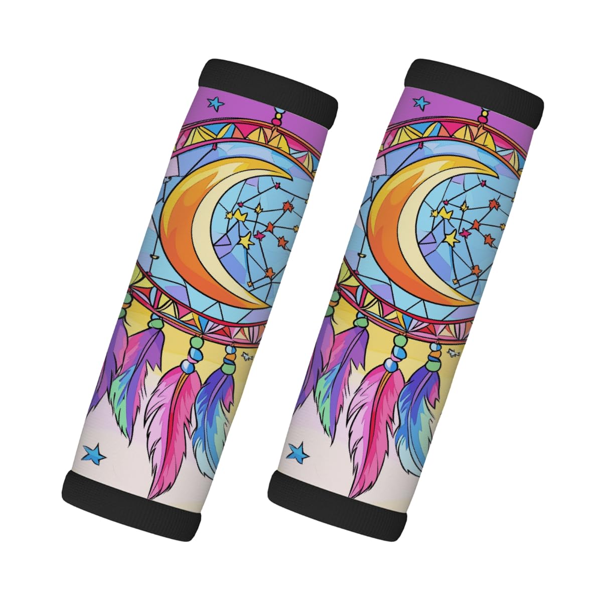 Neopren-Gepäckgriffwickel, bunt, Mond-Traumfänger, Koffergriff-Handschuhe, Gepäckmarkierer zur einfachen Identifizierung, 2 Stück Neopren-Gepäckgriffwickel, bunt, Mond-Traumfänger, Koffergriff-Handschuhe, Gepäckmarkierer zur einfachen Identifizierung, 2 Stück von Axurera