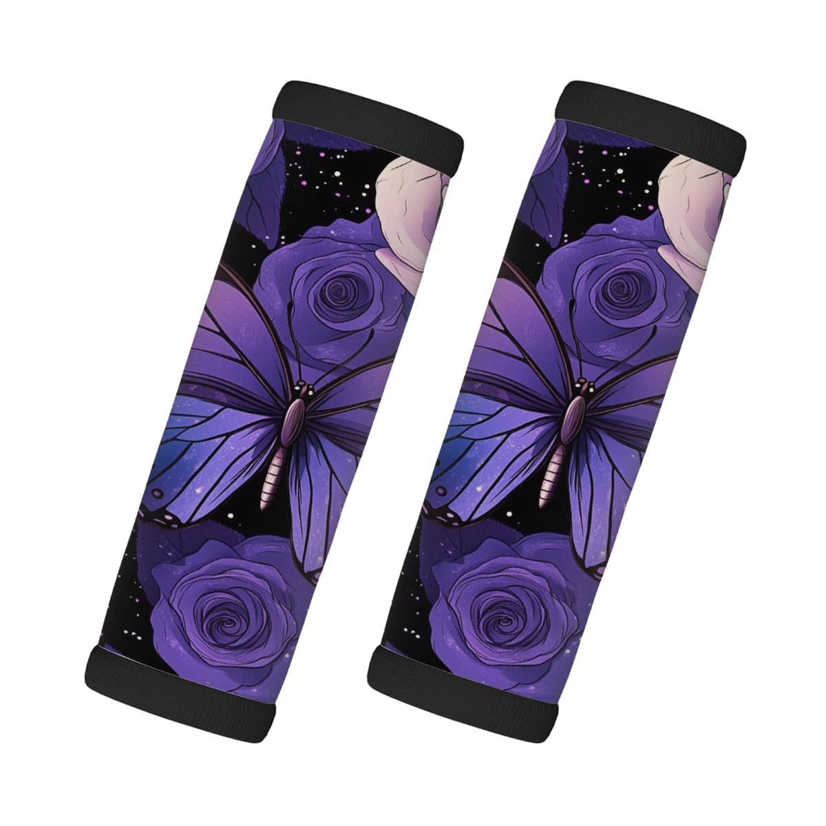 Neopren-Gepäckgriffwickel, lila Schmetterlings-Rose, Koffergriff-Handschuhe, Gepäckmarkierer zur einfachen Identifizierung, 2 Stück Neopren-Gepäckgriffwickel, lila Schmetterlings-Rose, Koffergriff-Handschuhe, Gepäckmarkierer zur einfachen Identifizierung, 2 Stück von Axurera