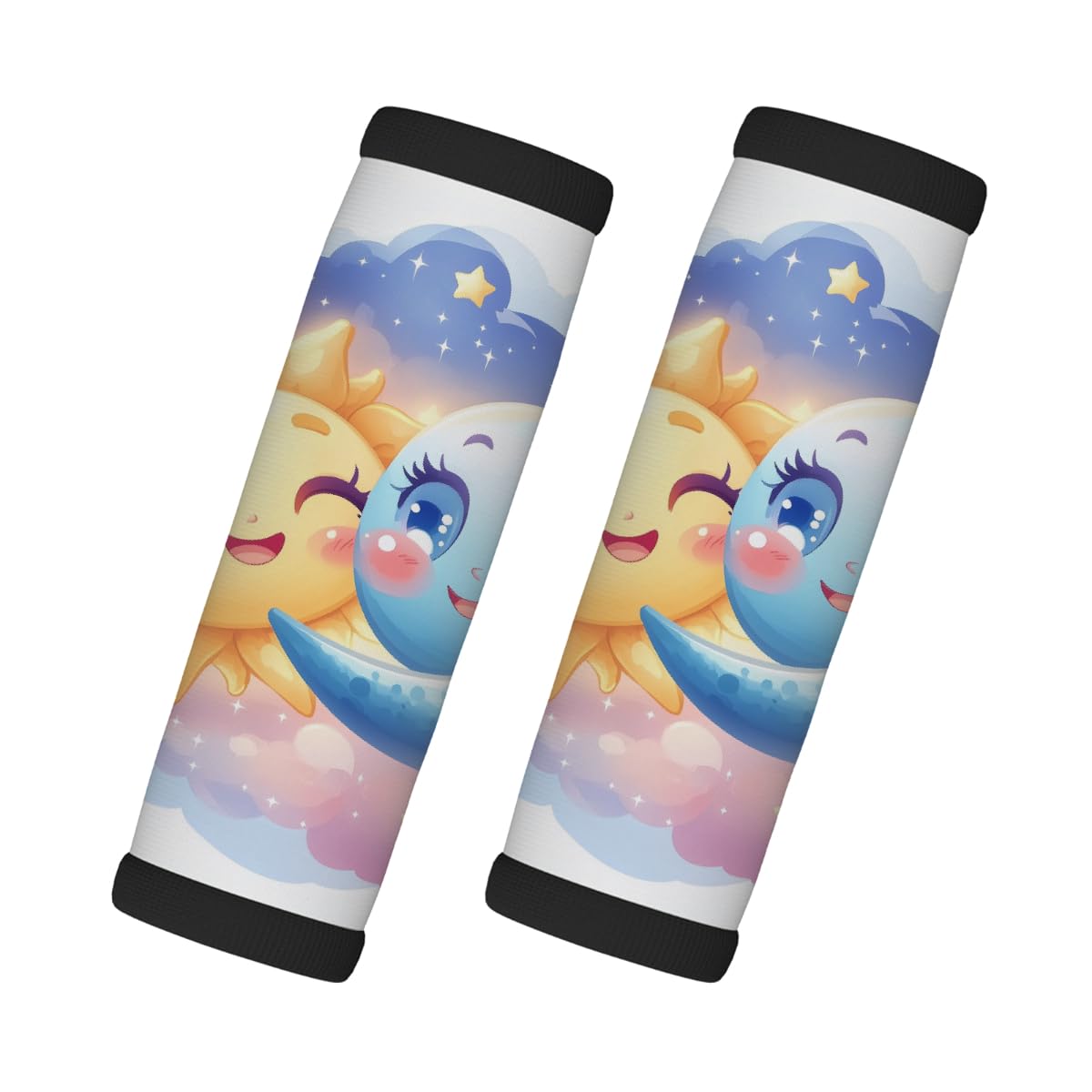 Neopren-Gepäckgriffwickel, niedliche Sonne, Mond, Koffergriff-Handschuhe, Gepäckmarkierer zur einfachen Identifizierung, 2 Stück Neopren-Gepäckgriffwickel, niedliche Sonne, Mond, Koffergriff-Handschuhe, Gepäckmarkierer zur einfachen Identifizierung, 2 Stück von Axurera