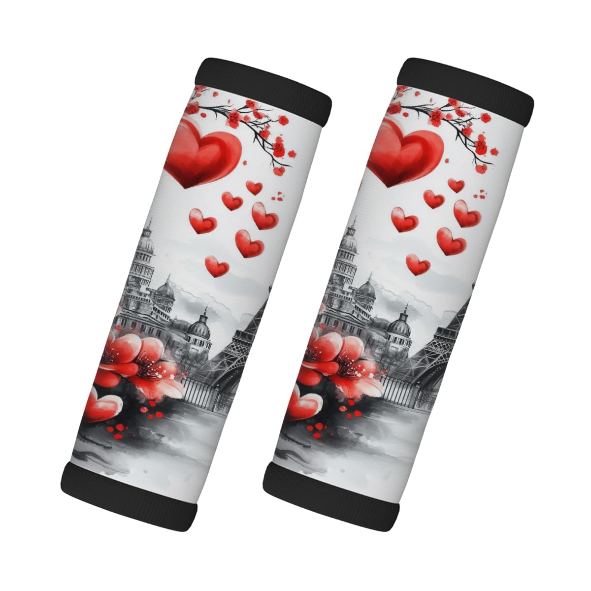 Neopren-Gepäckgriffwickel, rote Blume Eiffel, Koffergriff-Handschuhe, Gepäckmarkierer zur einfachen Identifizierung, 2 Stück Neopren-Gepäckgriffwickel, rote Blume Eiffel, Koffergriff-Handschuhe, Gepäckmarkierer zur einfachen Identifizierung, 2 Stück von Axurera