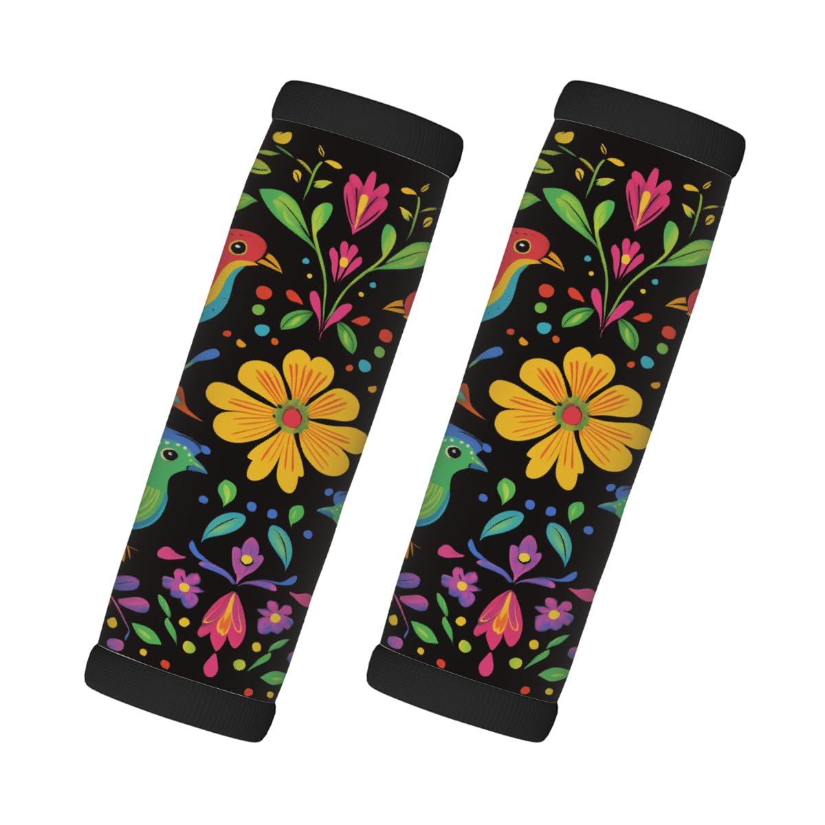 Neopren-Gepäckgriffwickel, vier Vögel, bunte Blumen, Koffergriff-Handschuhe, Gepäckmarker zur einfachen Identifizierung, 2 Stück Neopren-Gepäckgriffwickel, vier Vögel, bunte Blumen, Koffergriff-Handschuhe, Gepäckmarker zur einfachen Identifizierung, 2 Stück von Axurera