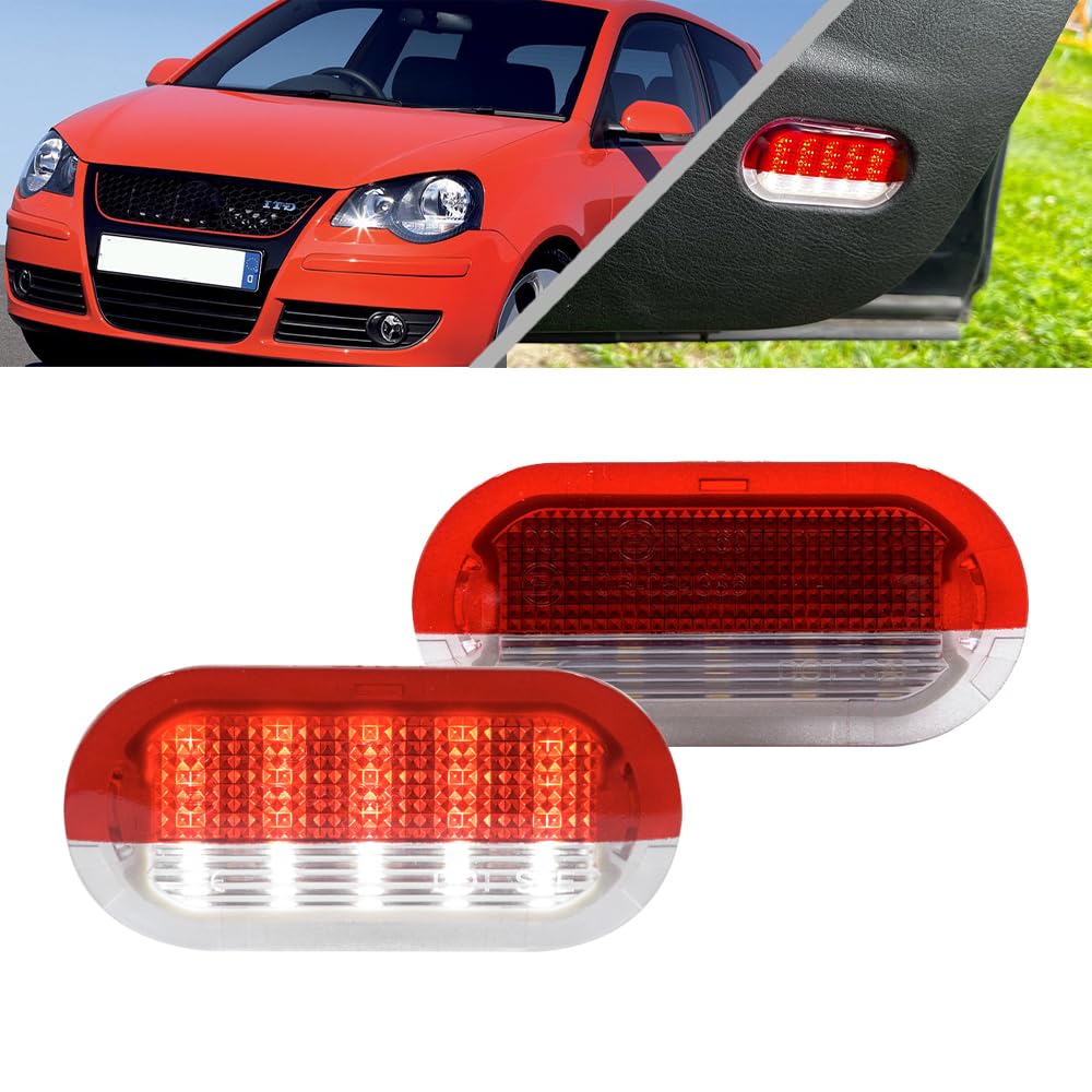 2 x Weiß/Rote LED-Türleuchten unter Warnleuchten Willkommenslicht kompatibel mit VW Golf MK3 MK4 Jetta Beetle T'ouran Polo Vento mit Skoda Seat 2 x Weiß/Rote LED-Türleuchten unter Warnleuchten Willkommenslicht kompatibel mit VW Golf MK3 MK4 Jetta Beetle T'ouran Polo Vento mit Skoda Seat von Ayikeiy