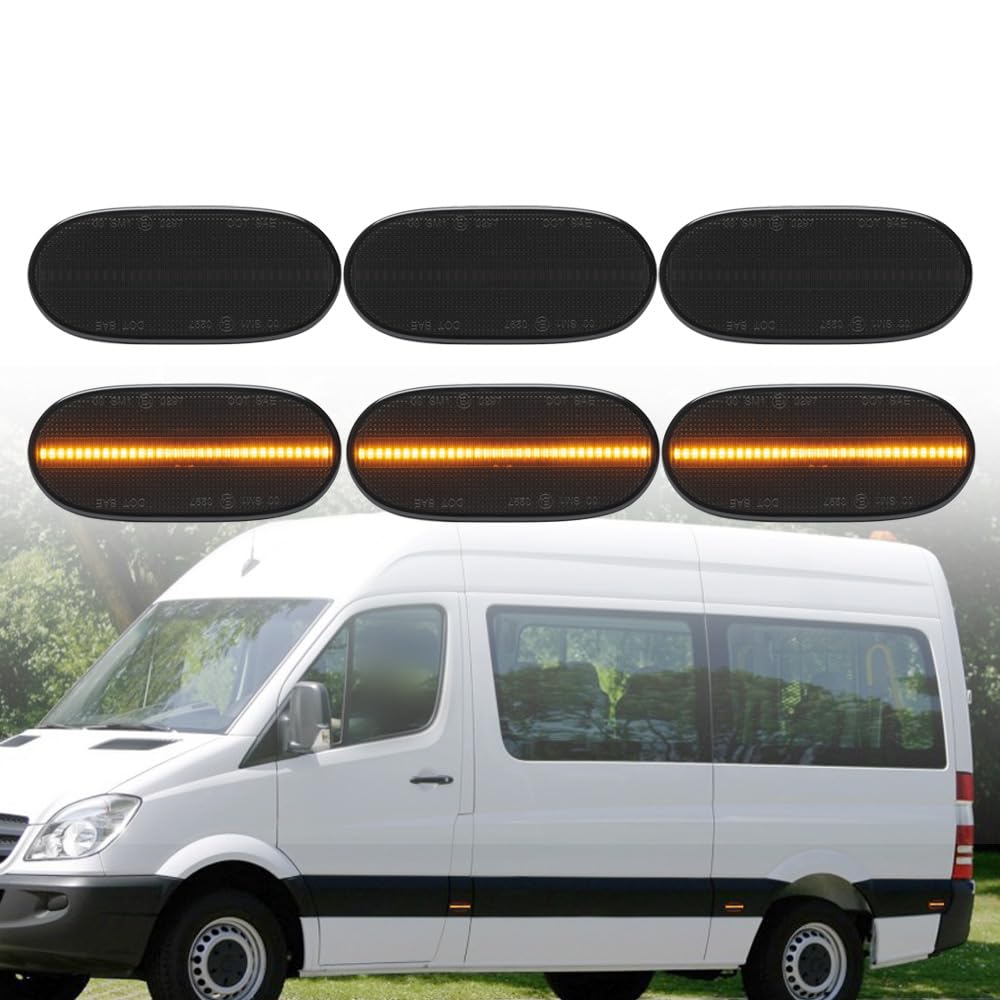 6pcs LED-Seitenblinker Repeater Markierungsleuchten Seitenmarkierungsleuchte Lampen kompatibel mit Benz Sprinter W906 mit VW Crafter 2E 2F von Ayikeiy